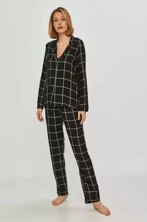 Answear Lab - Pijama dama neagra in carouri