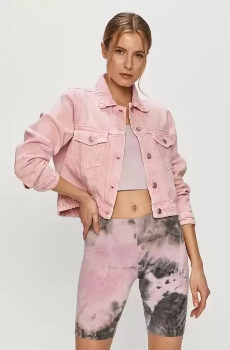 Geaca roz din material de denim super fashion
