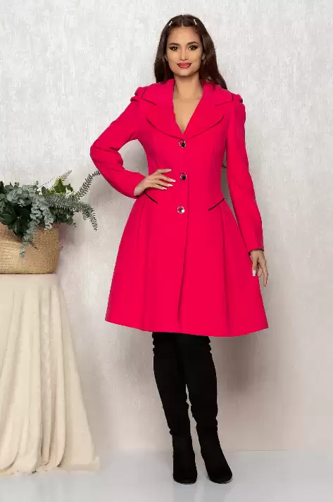 Palton da dama elegant modern Roz de iarna