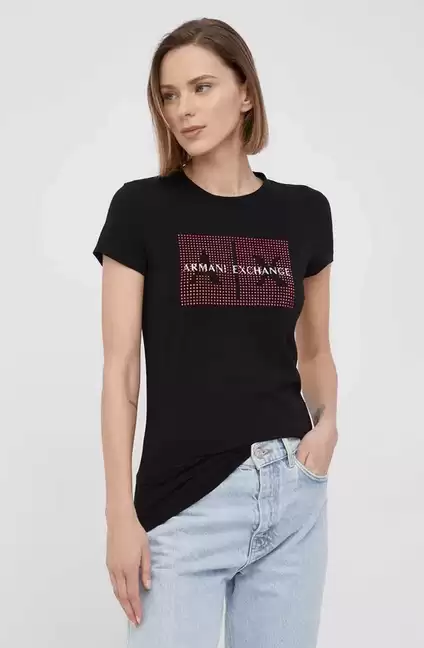 Armani Exchange tricou femei negru