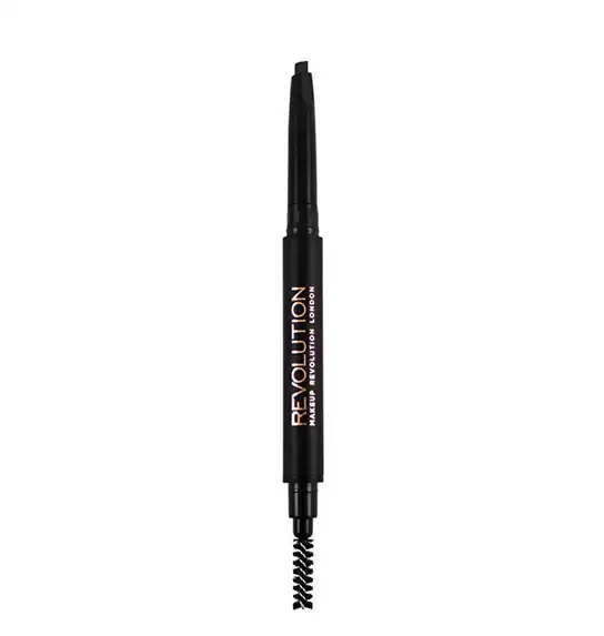  Makeup Revolution London Creion pentru sprancene cu capat dublu, Dark Brown, 0.15 g